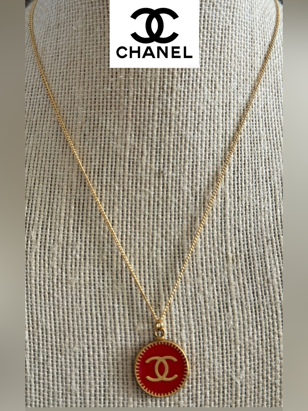 CHANEL CC Logo Gold Tone Necklace